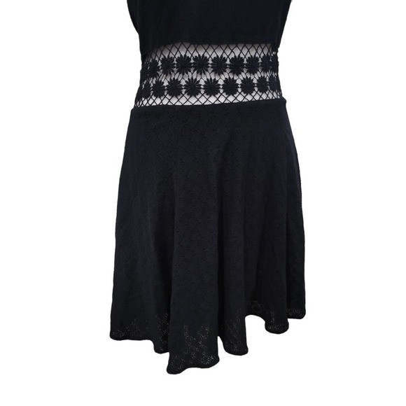 Free People Womens Daisy Lace Embroidered Cutout Mini Skater Dress Size 4 Black - Picture 6 of 15